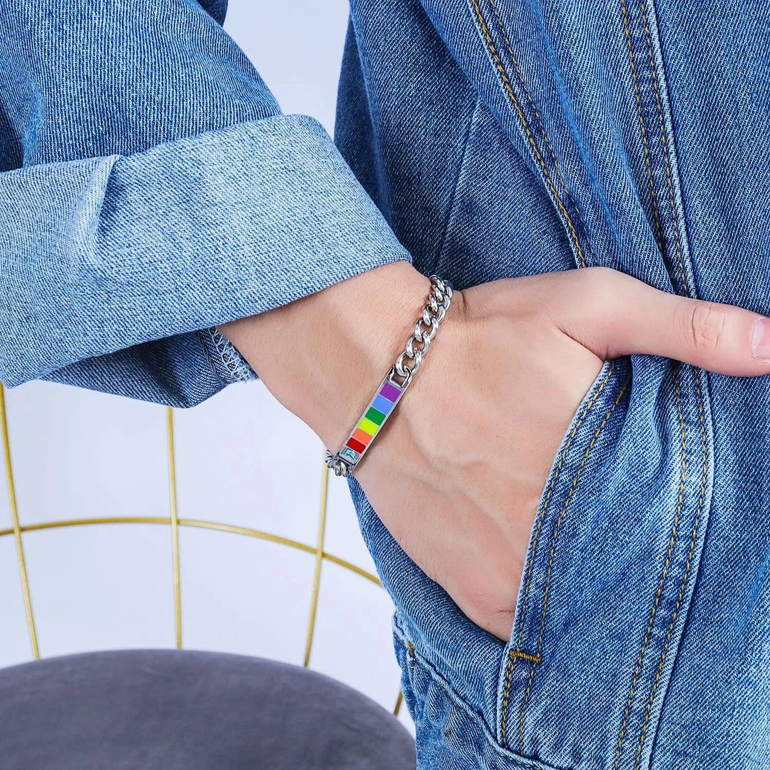 Hot Selling Lover Gift Personality Rainbow Plate Couple Bracelets