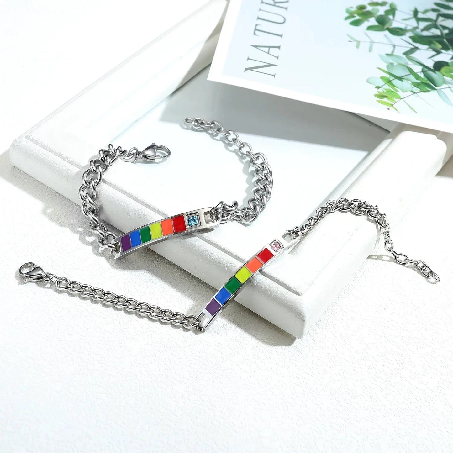 Hot Selling Lover Gift Personality Rainbow Plate Couple Bracelets