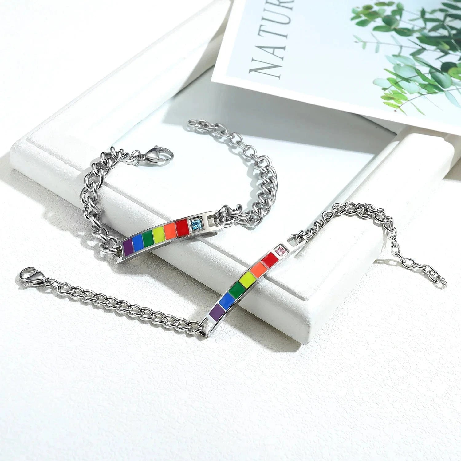 Hot Selling Lover Gift Personality Rainbow Plate Couple Bracelets