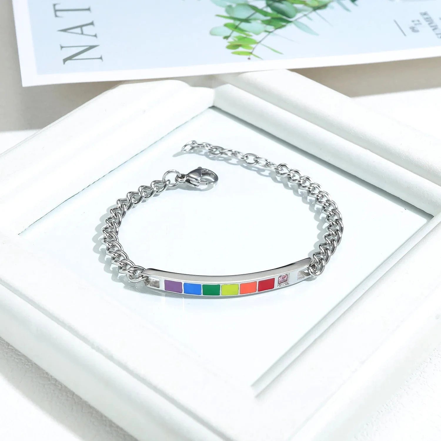 Hot Selling Lover Gift Personality Rainbow Plate Couple Bracelets