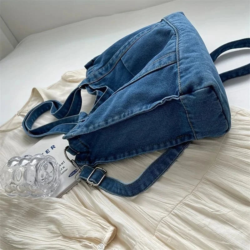 Hot Selling Luxury Designer Unique Oversized Big Western Lady Girl Women's Jean Denim Canvas Fabric Shell Tote Hand Bag Handbag