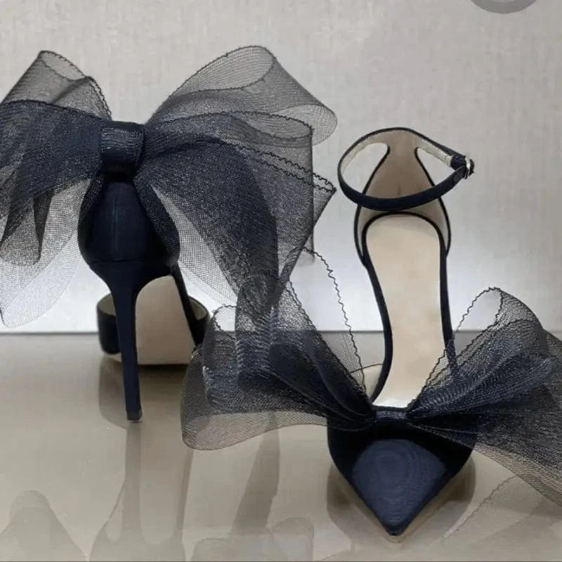 Hot Selling Luxury Pointed Toe Stilettos Comfortable Wedding Bride Bow Heels for Lady