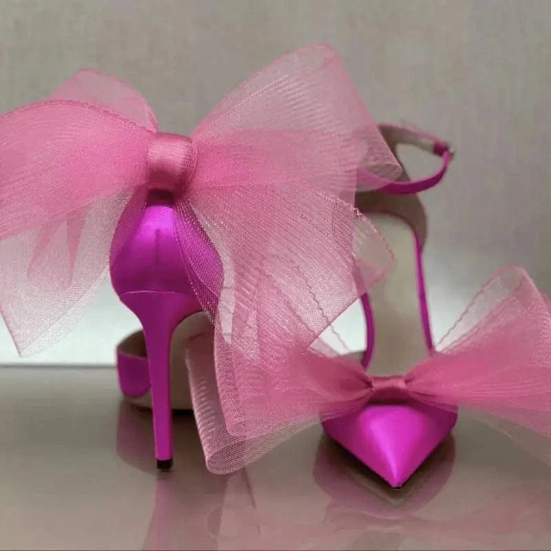 Hot Selling Luxury Pointed Toe Stilettos Comfortable Wedding Bride Bow Heels for Lady