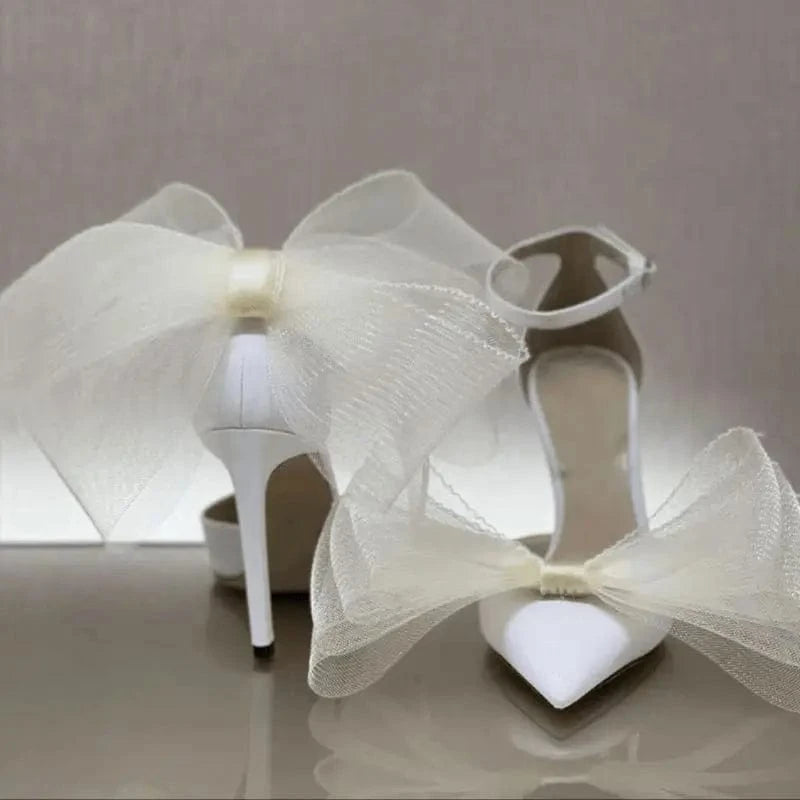 Hot Selling Luxury Pointed Toe Stilettos Comfortable Wedding Bride Bow Heels for Lady