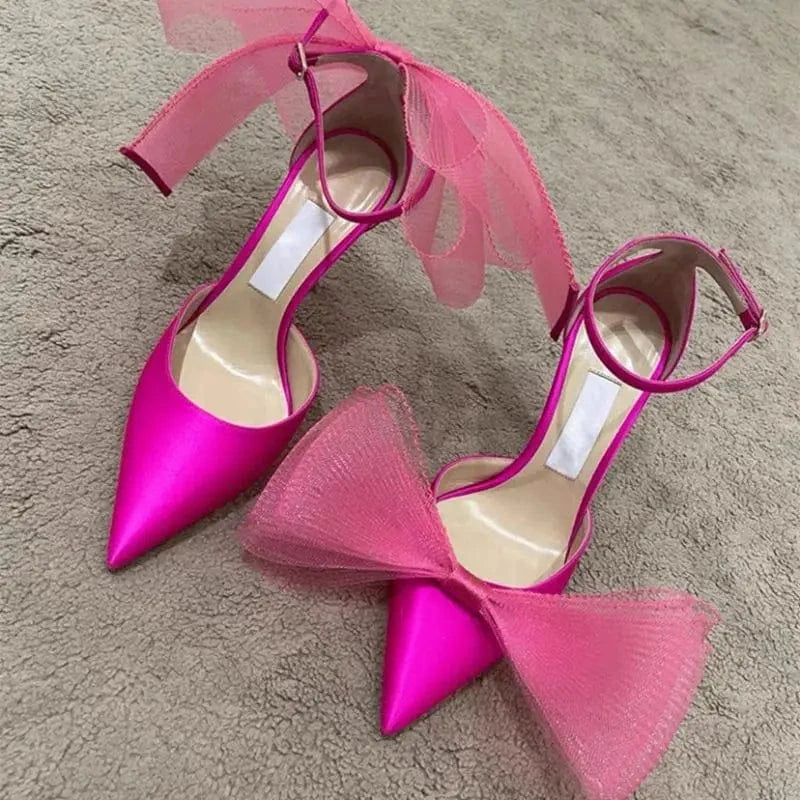 Hot Selling Luxury Pointed Toe Stilettos Comfortable Wedding Bride Bow Heels for Lady