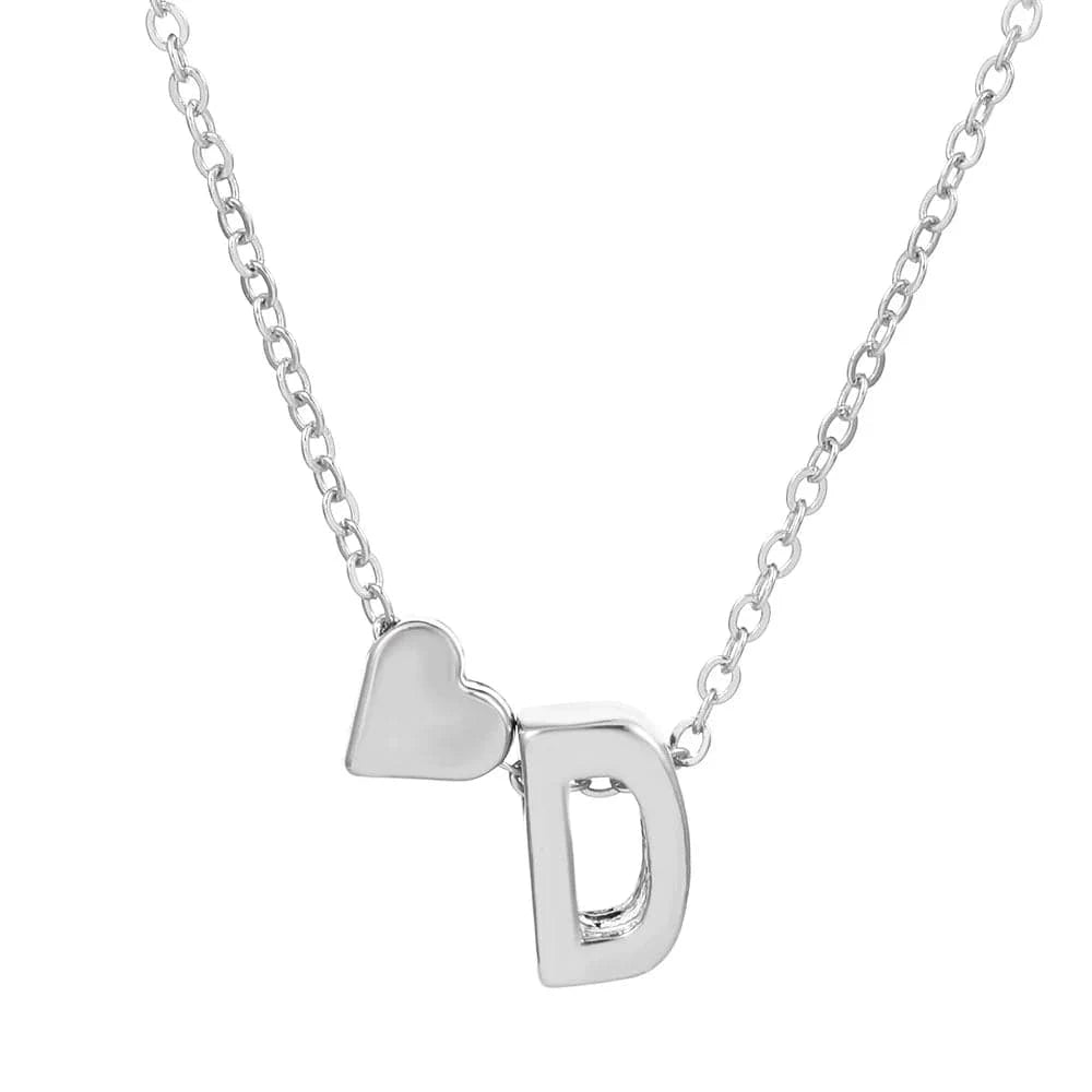 Hot selling new fashion heart-shaped 26 letters a to z simple pendant necklace creative heart-shaped clavicle chain best gift