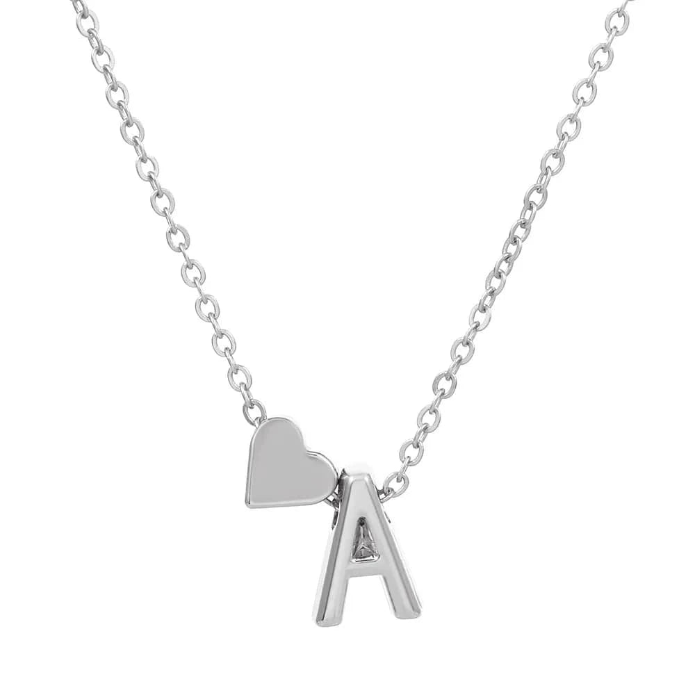 Hot selling new fashion heart-shaped 26 letters a to z simple pendant necklace creative heart-shaped clavicle chain best gift