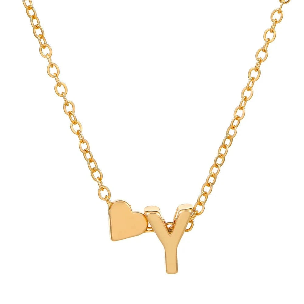 Hot selling new fashion heart-shaped 26 letters a to z simple pendant necklace creative heart-shaped clavicle chain best gift