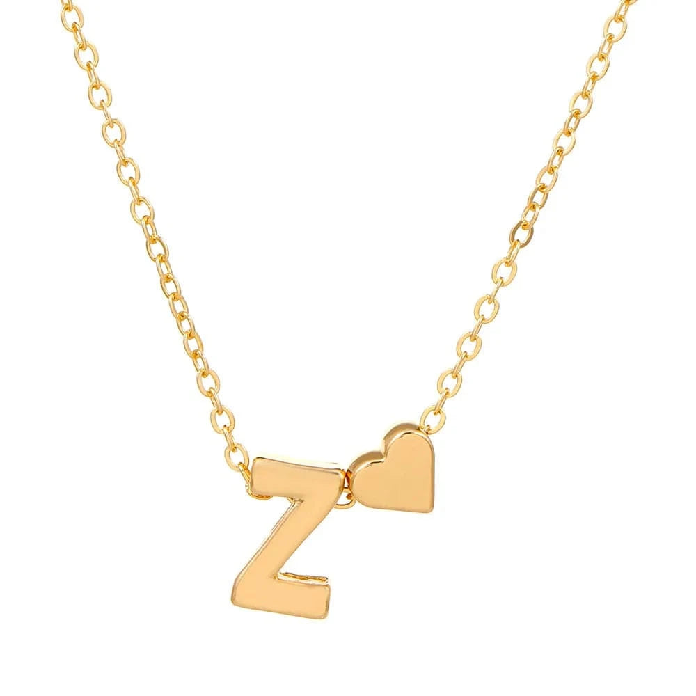 Hot selling new fashion heart-shaped 26 letters a to z simple pendant necklace creative heart-shaped clavicle chain best gift