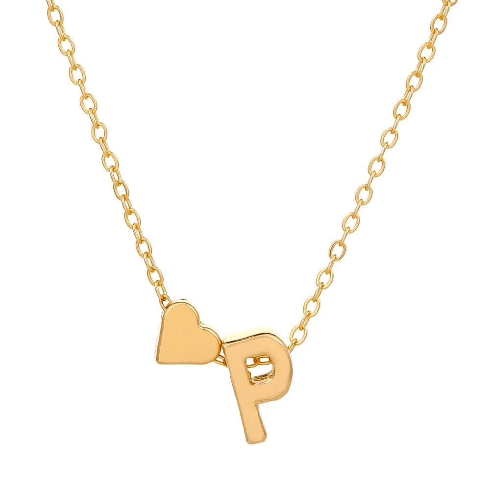 Hot selling new fashion heart-shaped 26 letters a to z simple pendant necklace creative heart-shaped clavicle chain best gift