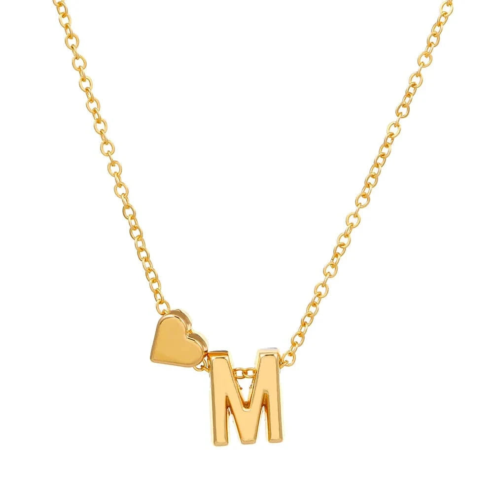 Hot selling new fashion heart-shaped 26 letters a to z simple pendant necklace creative heart-shaped clavicle chain best gift