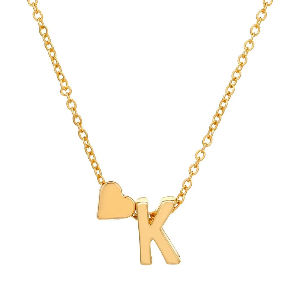 Hot selling new fashion heart-shaped 26 letters a to z simple pendant necklace creative heart-shaped clavicle chain best gift