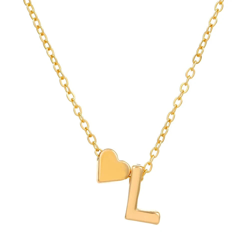 Hot selling new fashion heart-shaped 26 letters a to z simple pendant necklace creative heart-shaped clavicle chain best gift