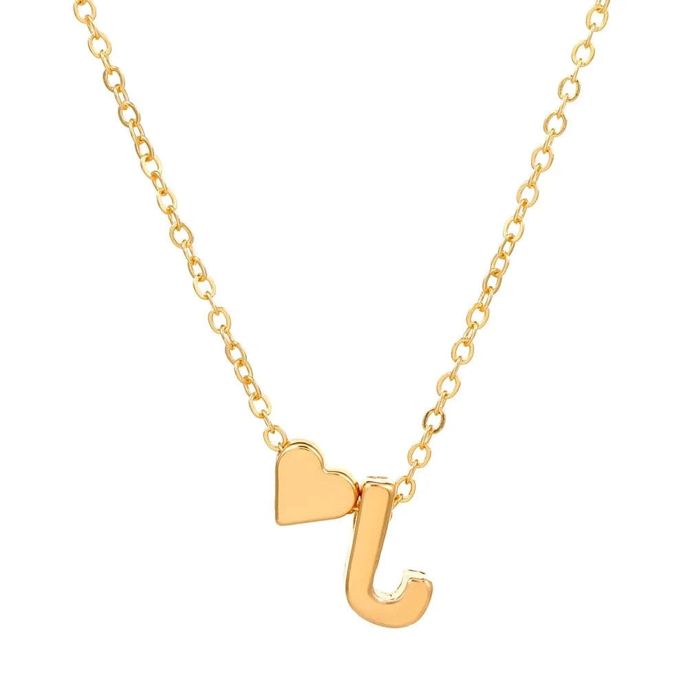 Hot selling new fashion heart-shaped 26 letters a to z simple pendant necklace creative heart-shaped clavicle chain best gift