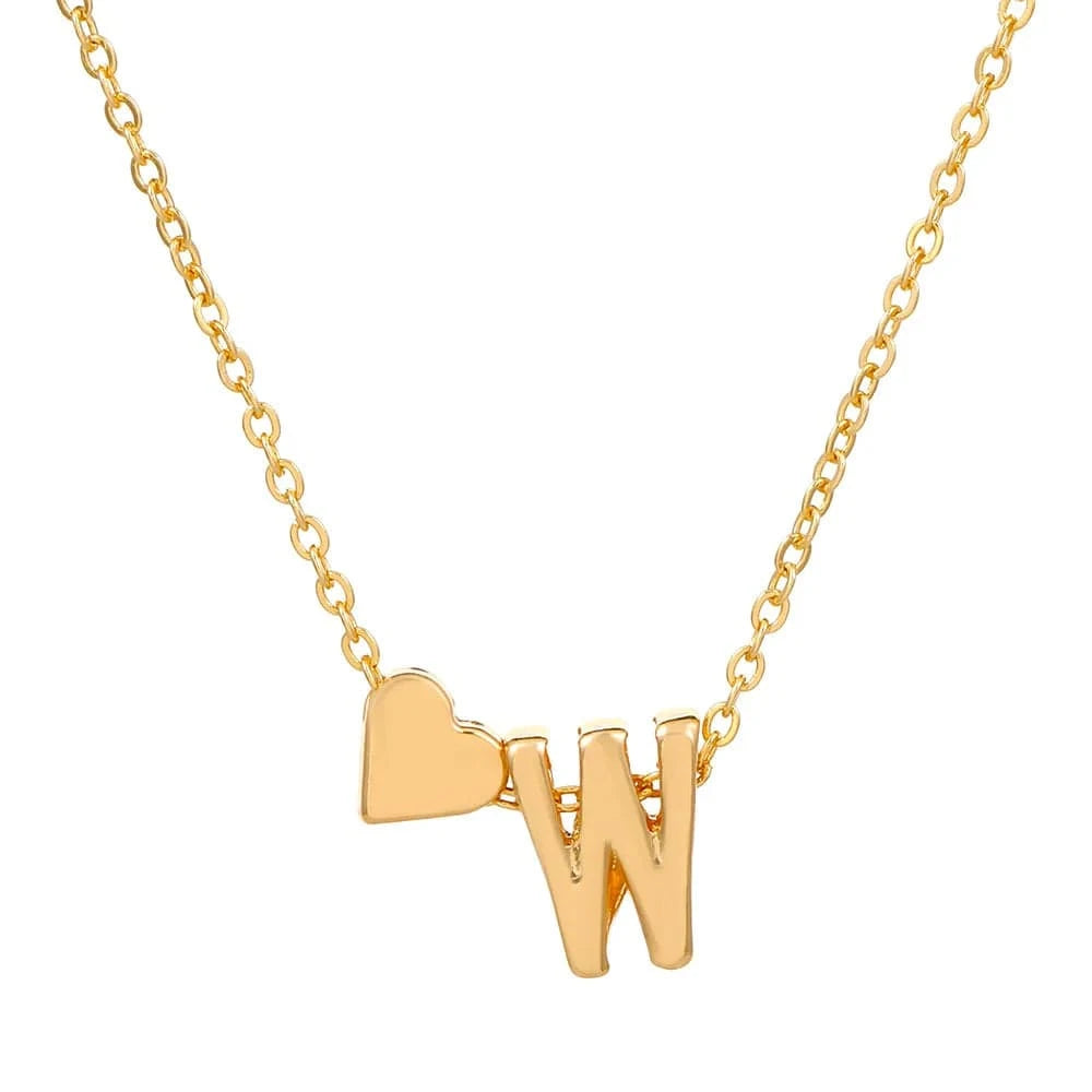 Hot selling new fashion heart-shaped 26 letters a to z simple pendant necklace creative heart-shaped clavicle chain best gift