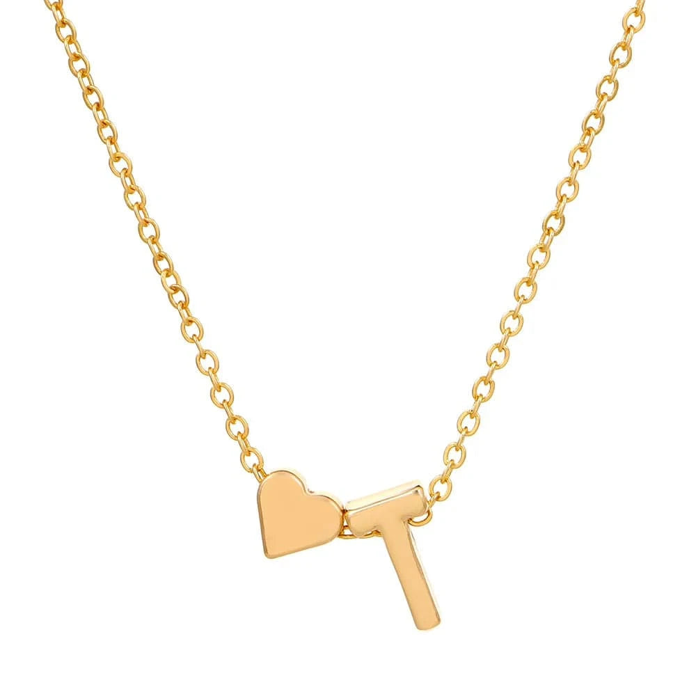 Hot selling new fashion heart-shaped 26 letters a to z simple pendant necklace creative heart-shaped clavicle chain best gift