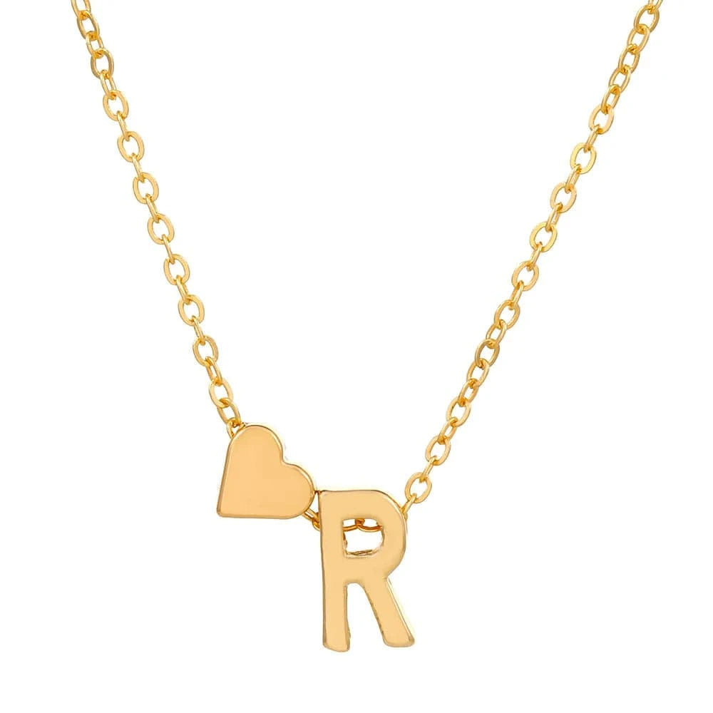 Hot selling new fashion heart-shaped 26 letters a to z simple pendant necklace creative heart-shaped clavicle chain best gift