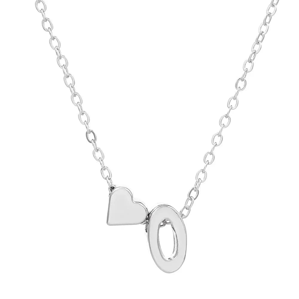 Hot selling new fashion heart-shaped 26 letters a to z simple pendant necklace creative heart-shaped clavicle chain best gift