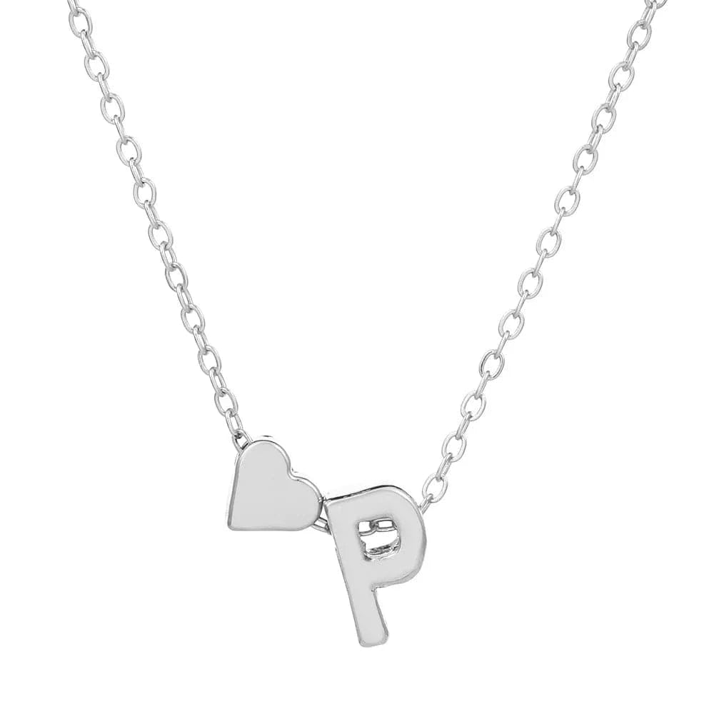 Hot selling new fashion heart-shaped 26 letters a to z simple pendant necklace creative heart-shaped clavicle chain best gift