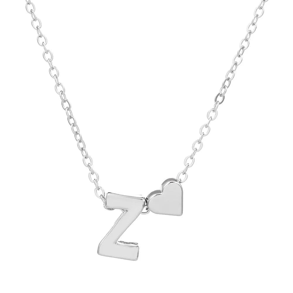Hot selling new fashion heart-shaped 26 letters a to z simple pendant necklace creative heart-shaped clavicle chain best gift