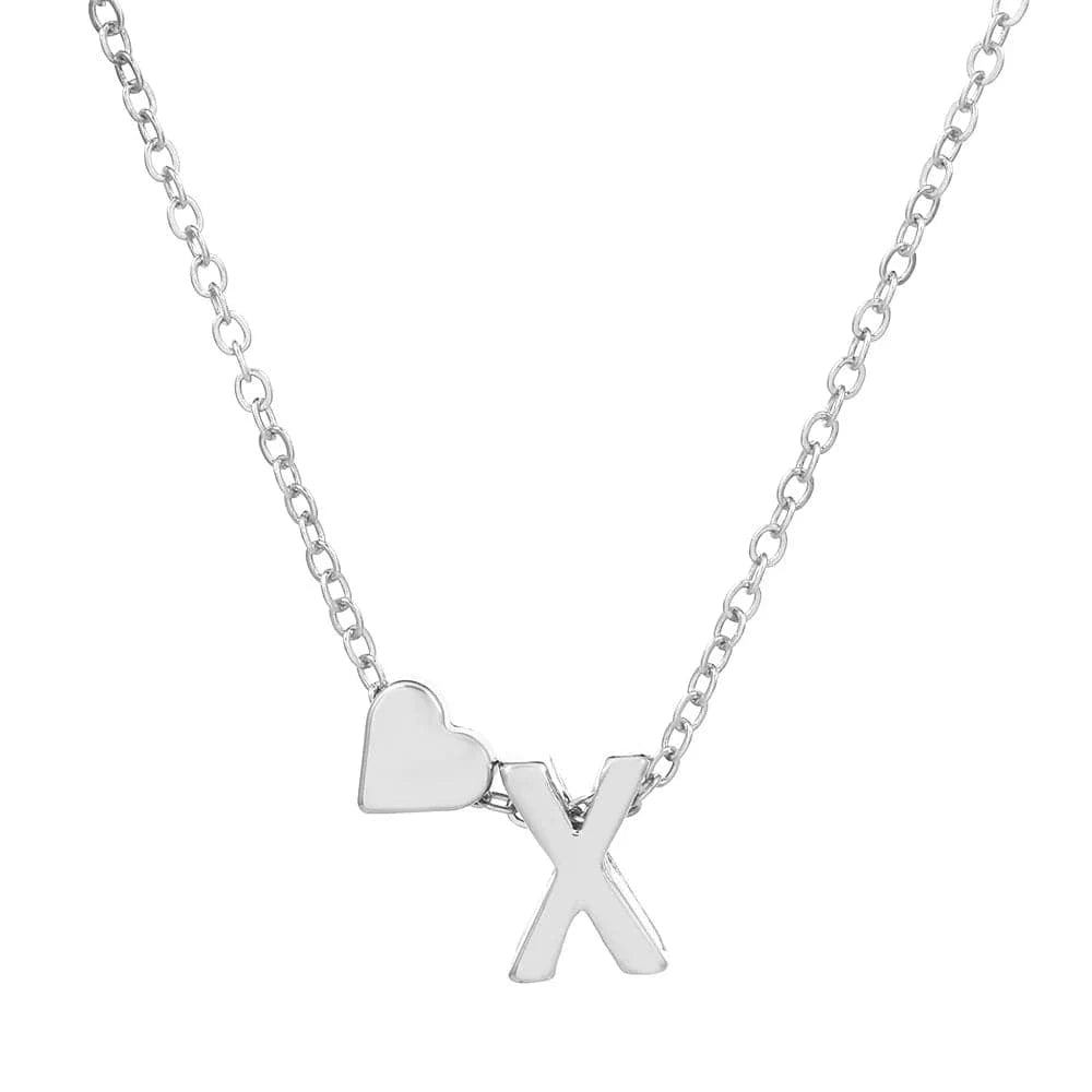 Hot selling new fashion heart-shaped 26 letters a to z simple pendant necklace creative heart-shaped clavicle chain best gift