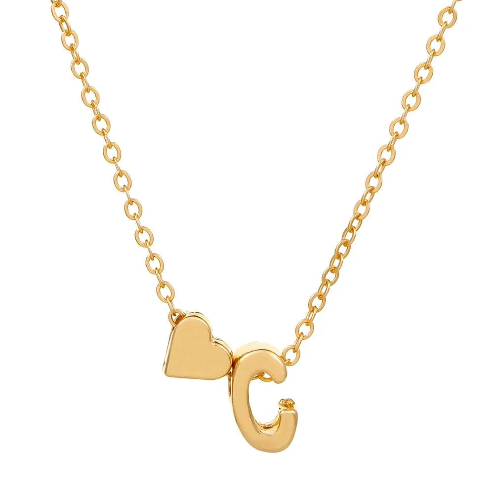 Hot selling new fashion heart-shaped 26 letters a to z simple pendant necklace creative heart-shaped clavicle chain best gift