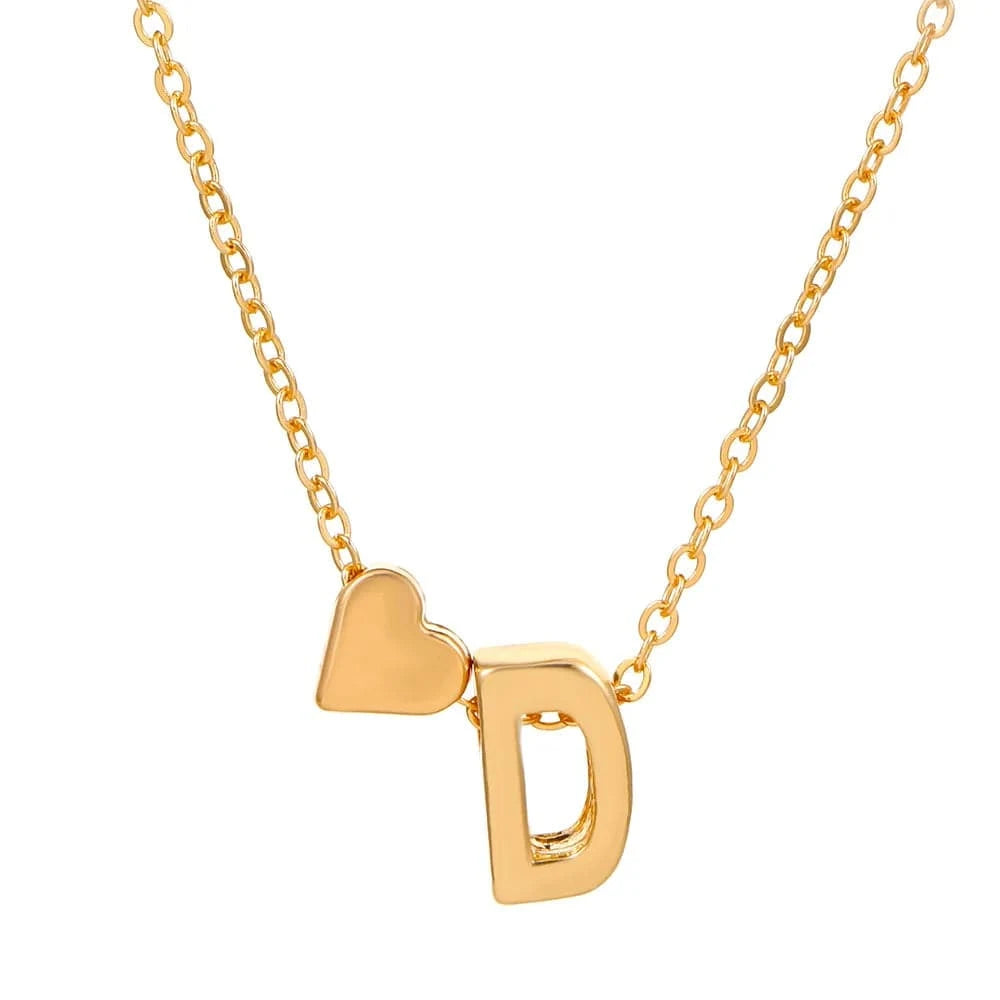 Hot selling new fashion heart-shaped 26 letters a to z simple pendant necklace creative heart-shaped clavicle chain best gift