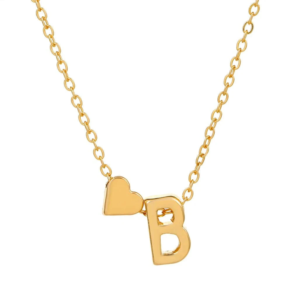 Hot selling new fashion heart-shaped 26 letters a to z simple pendant necklace creative heart-shaped clavicle chain best gift