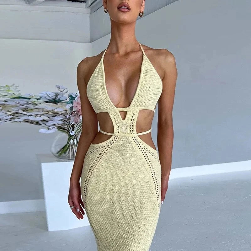 Hot Selling Sexy Halter Long Dress V-neck Summer Dress Club Wear for Women 2024