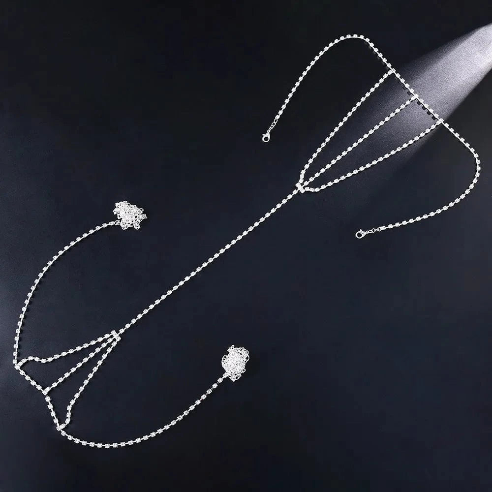 Hot Selling Simple Rhinestone Belly Chain Thong Shiny Nightclub Women Crystal Underwear Body Chain Jewelry