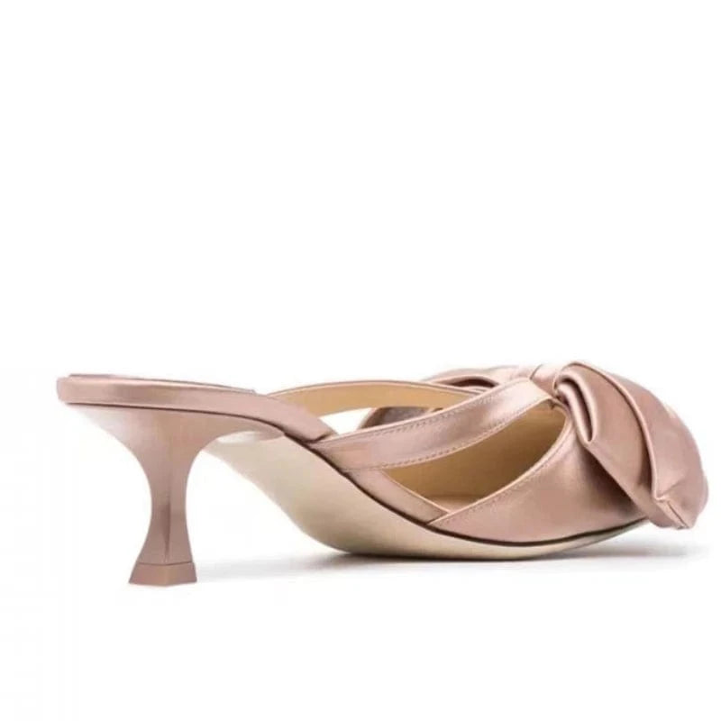 Hot Selling Tacones De Zapato Low Shoes Female Bow Trending Purple Heels for Women Ladies