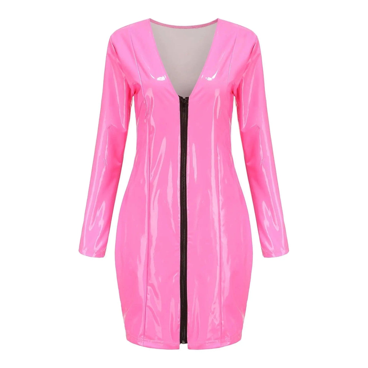 Hot Sexy PU Leather Dress Lingerie Bodysuit Oversized Slim Dresses Sex Exotic Vestidos Plus Size Bodycon Night Club Dress Women