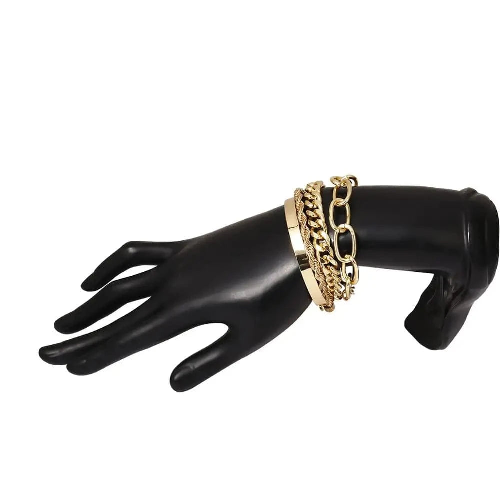 HOVANCI Vintage 14K Gold Plated Bracelets Bangles Set Charm Gold Bracelet For Women Jewelry Accessories