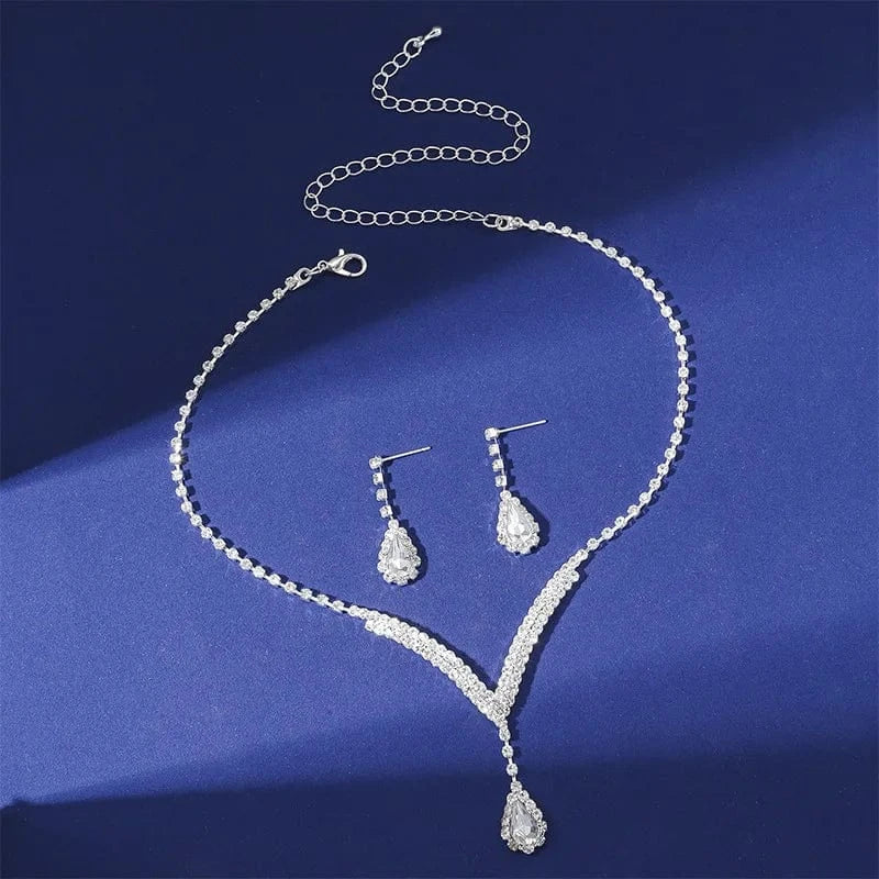 Hoyon colorful Rhinestone Necklace Earrings Wedding Jewelry Set For Bride Bridesmaid  Evening Party Accessories
