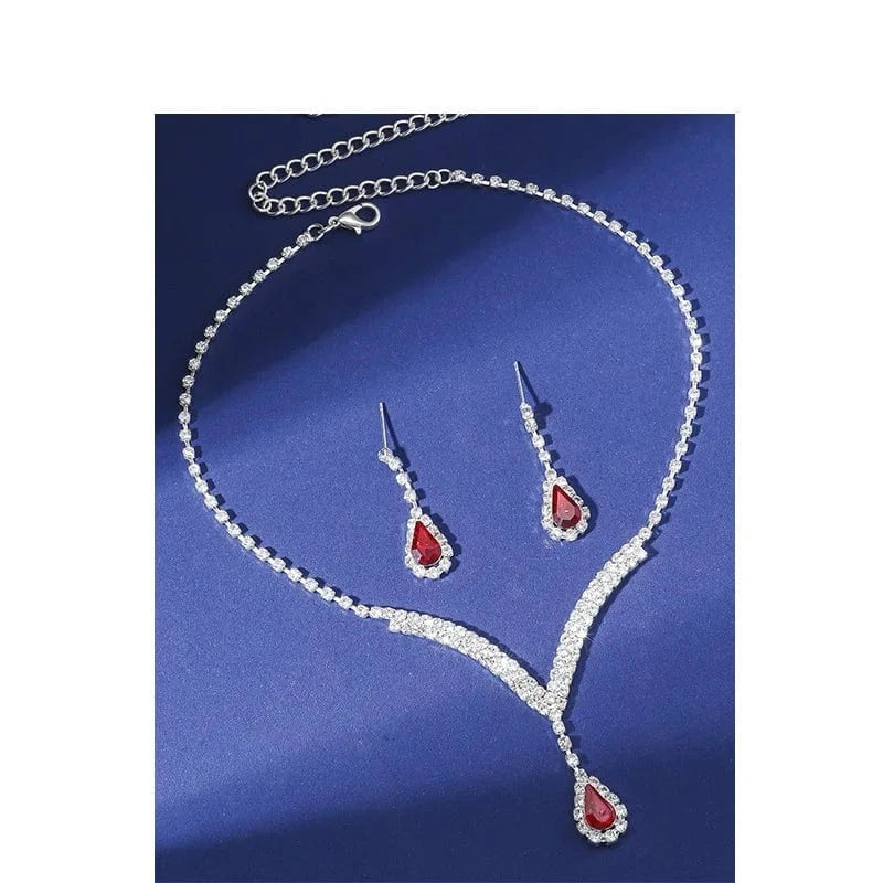 Hoyon colorful Rhinestone Necklace Earrings Wedding Jewelry Set For Bride Bridesmaid  Evening Party Accessories
