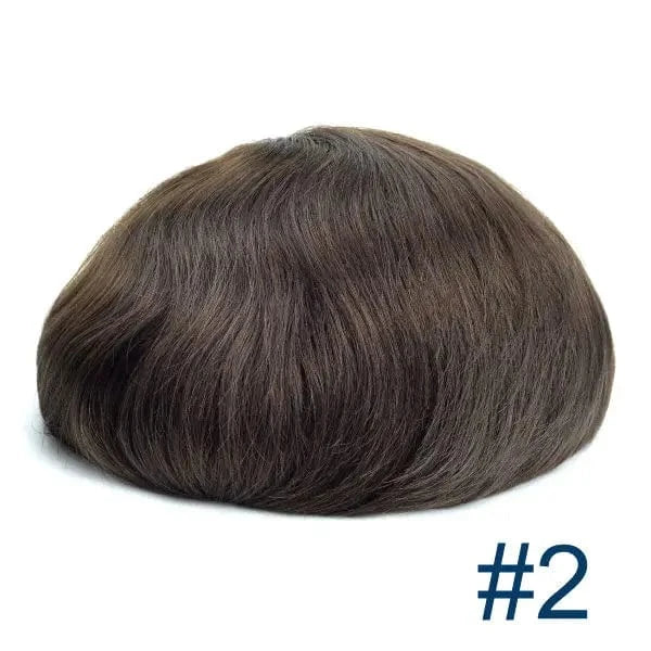 HS1V Super Thin 100% Hand Tied Men's Toupee Natural Wave Style with Invisible Hairline and Comfortable PU Base