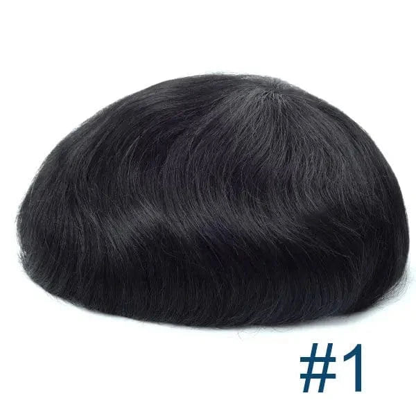 HS1V Super Thin 100% Hand Tied Men's Toupee Natural Wave Style with Invisible Hairline and Comfortable PU Base