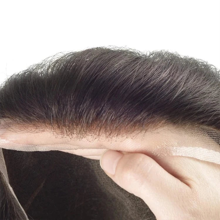 HS7M Newtimeshair Full French Lace Natural Hairline mens hair toupee curly hair systems for men