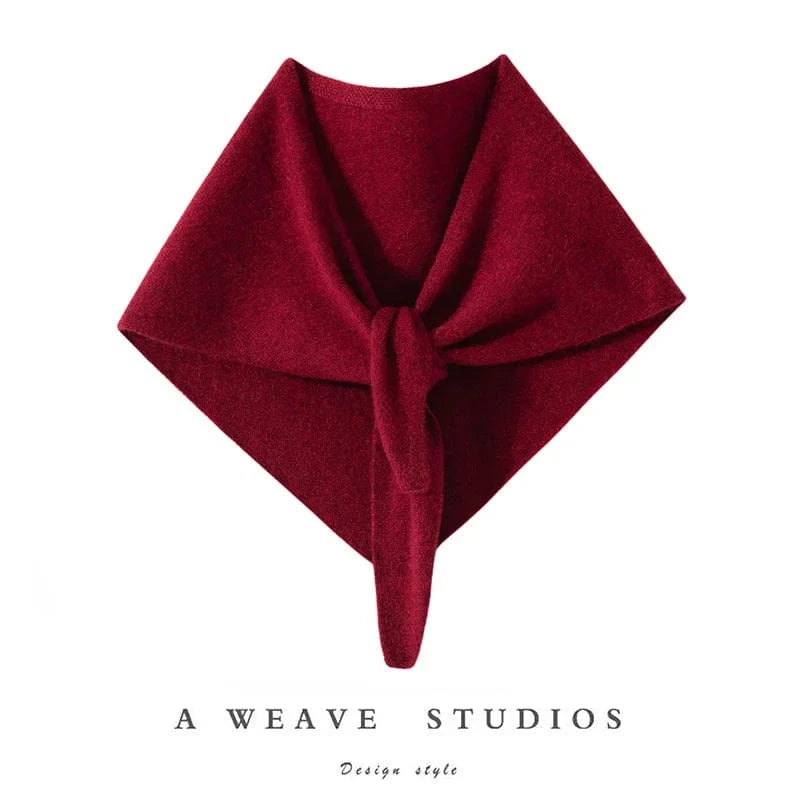 Huasha Red / One Size CHICUU Women 100% Cashmere Scarf Spring Autumn Triangular Scarf Cashmere Knitwear Luxury Grace Simple Style Scarf Pure Color