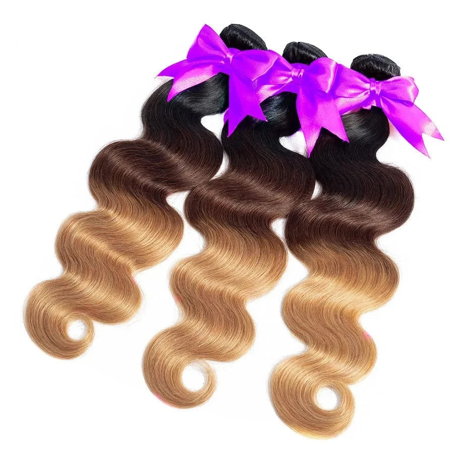 Human Hair Extensions deep curly bundles With Lace Closure 1B/4/27 Ombre body wave european hair brazilian hair bundles