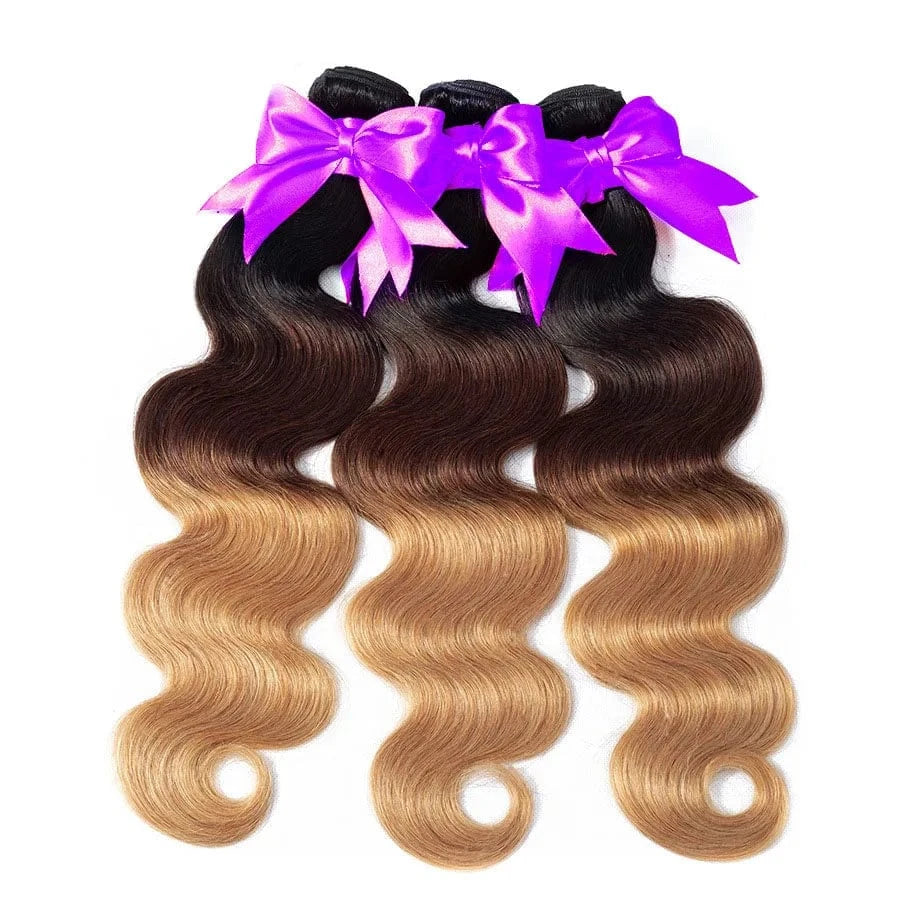 Human Hair Extensions deep curly bundles With Lace Closure 1B/4/27 Ombre body wave european hair brazilian hair bundles