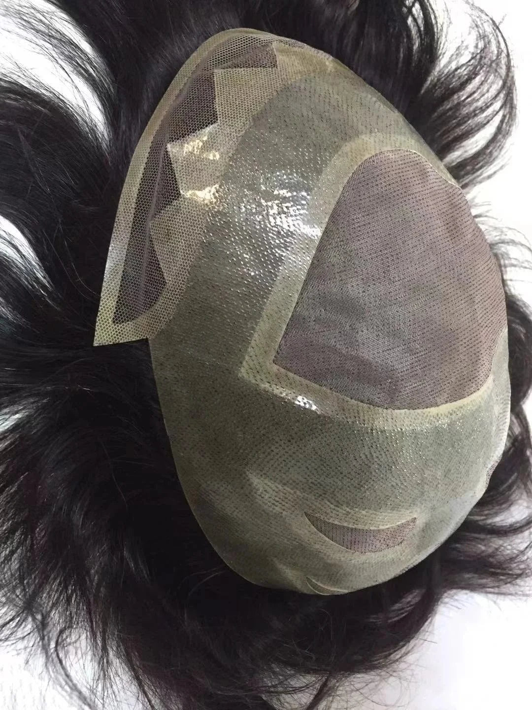 Human Hair Toupee hair replacement mono with NPU Men Wigs Human Hair Toupee Mono Lace With Npu Around Lace Systems