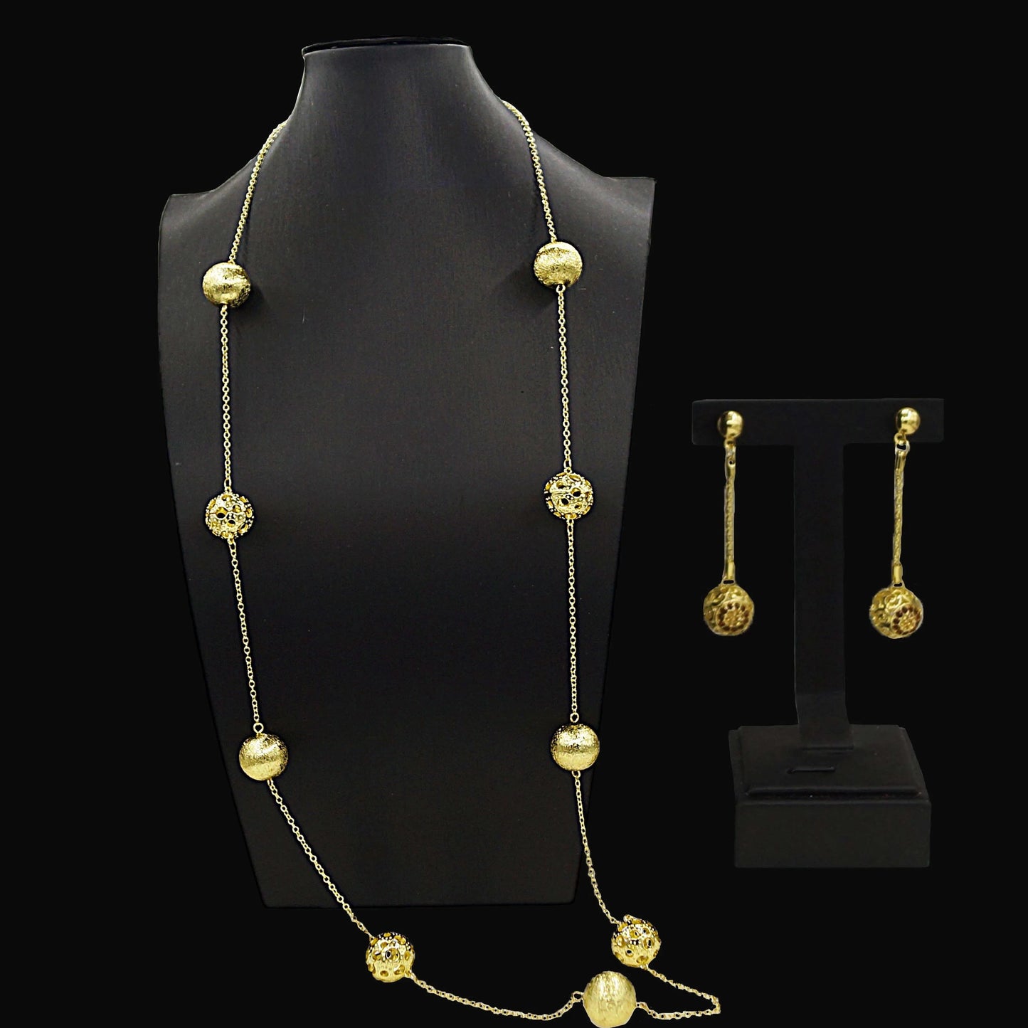 HV2302525 Ball Design Long Chain Dubai Jewelry Set Fashionable Sweater Chain Jewelry 24 K Gold Plated Long Chain Jewelry For Women