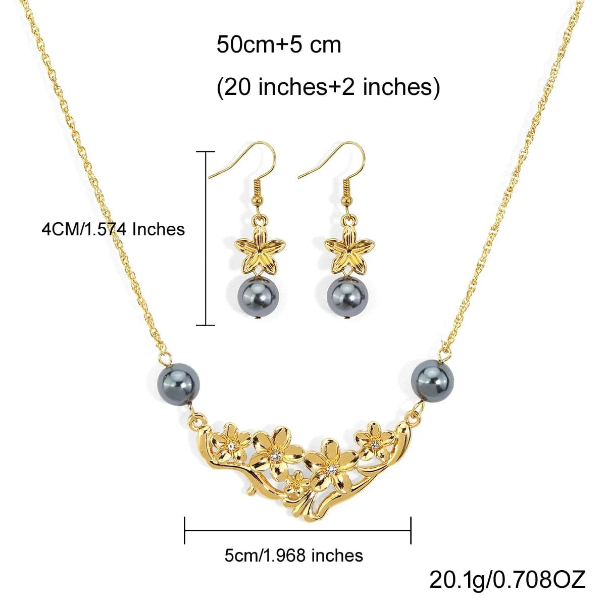 HWNX1030 Hawaiian new fashion jewelry gold plating pearl zinc alloy flower women necklace set
