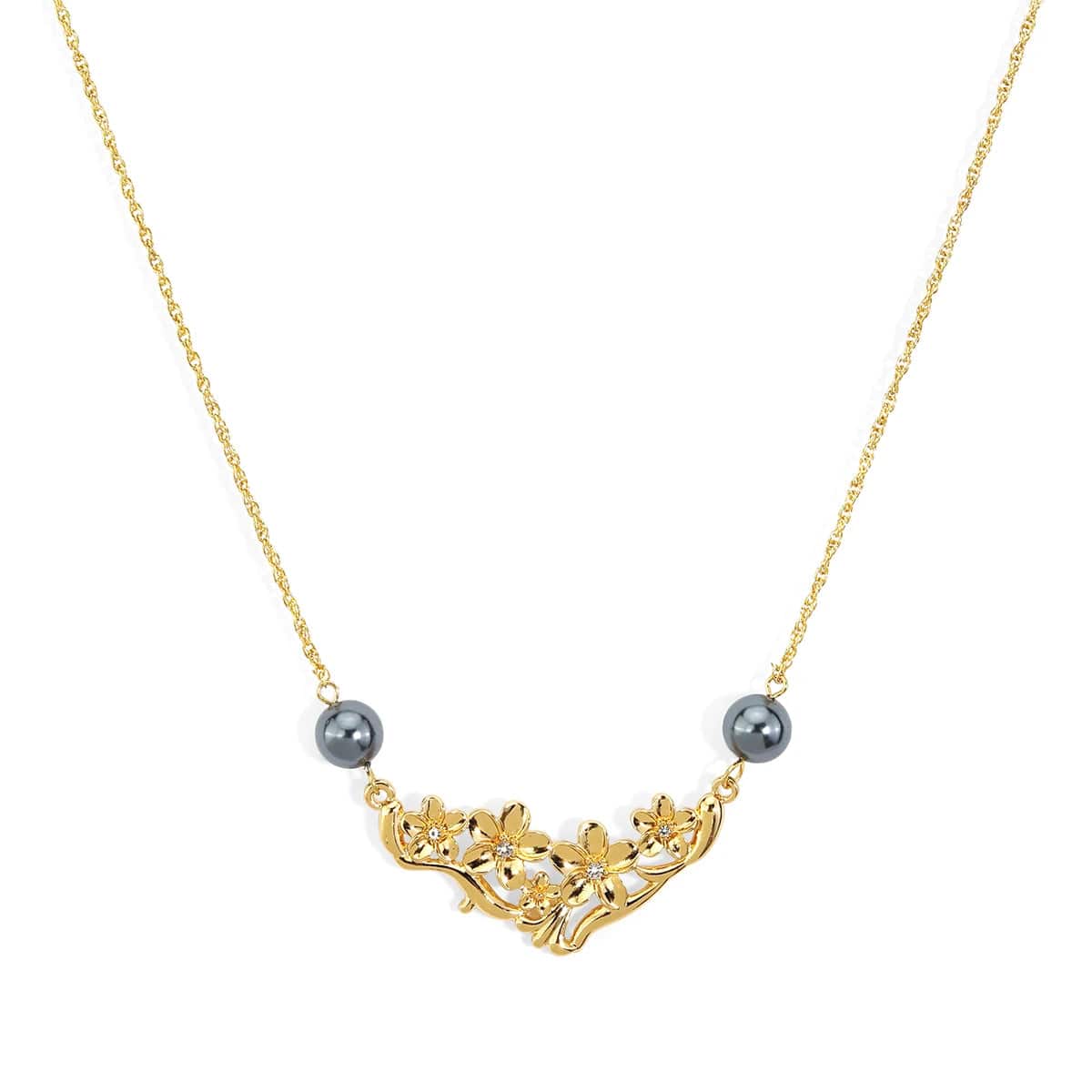 HWNX1030 Hawaiian new fashion jewelry gold plating pearl zinc alloy flower women necklace set