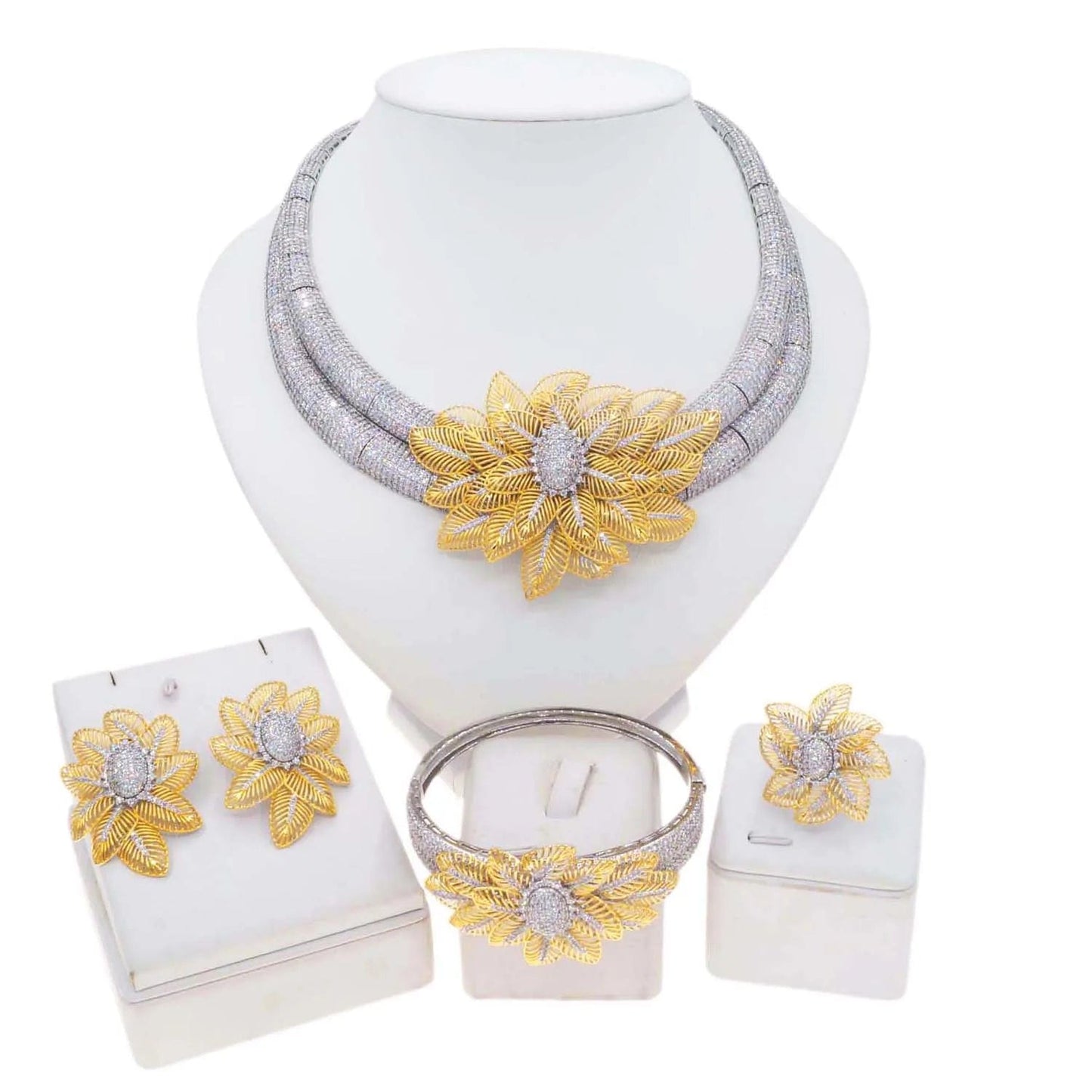 HZ23050210 Nigeria Wedding Jewelry Set Four Piece Bridal Zirconia Dubai Jewelry Sets Luxury 2023 New Fashion Zircon Necklace Set jewelry