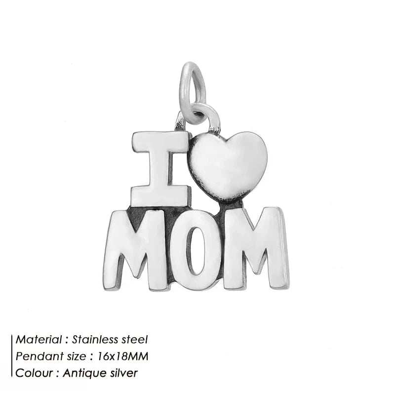 HZNP008 EManco DIY Pendant Charms for Handmade Jewelry Bracelet Making Charms Silver Family Love Gift Mom Necklace Jewelry Custom Chain