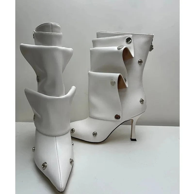 IDOIT Hot Selling Women Stiletto Heel Slouchy Transformer High Quality Button Boots with Zipper Detachable Boots