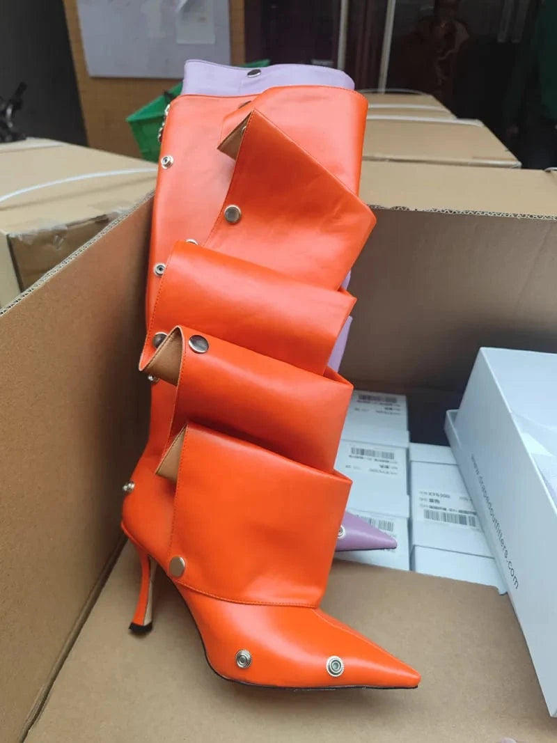 IDOIT New Color Pointed Toe Buckle Stiletto Removable Boots Transformer Over The Knee Boots Thigh High Women Designer Boots