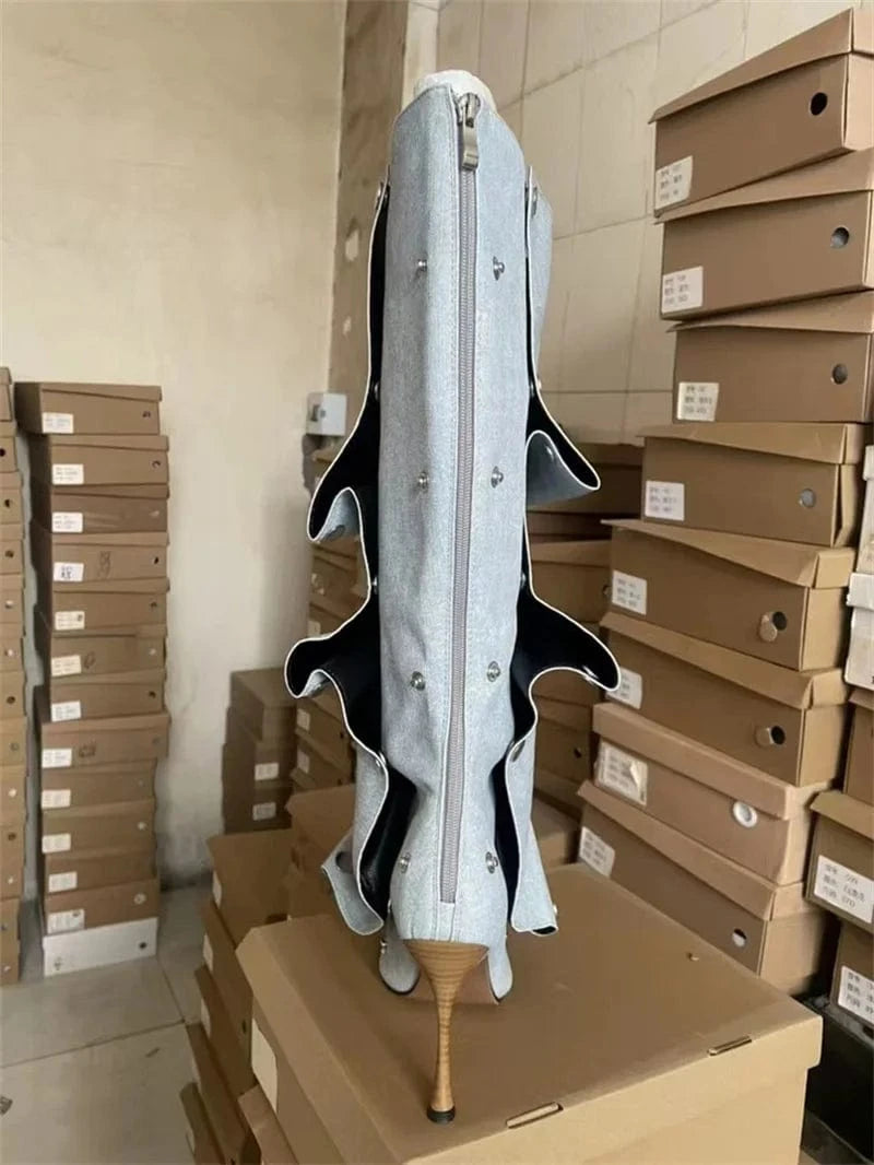 IDOIT New Color Pointed Toe Buckle Stiletto Removable Boots Transformer Over The Knee Boots Thigh High Women Designer Boots